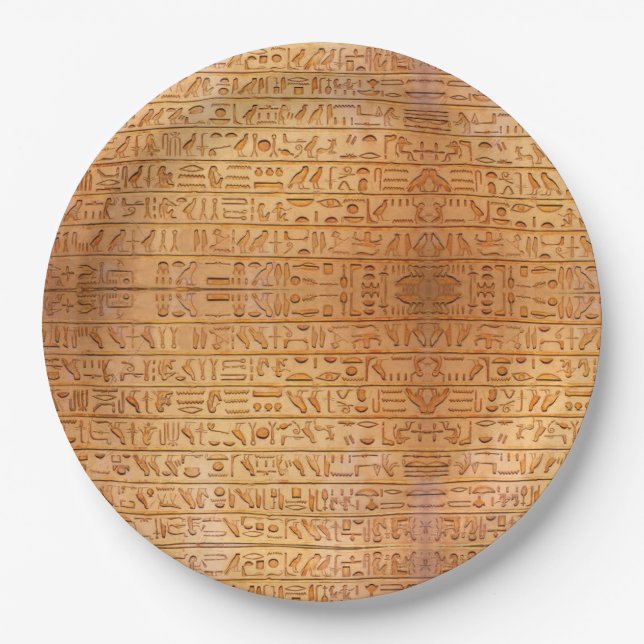 Hieroglyph Ancient Egypt Language Engraved Text    Paper Plates (Front)
