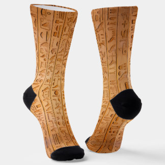 Hieroglyph Ancient Egypt Language Engraved Text Socks