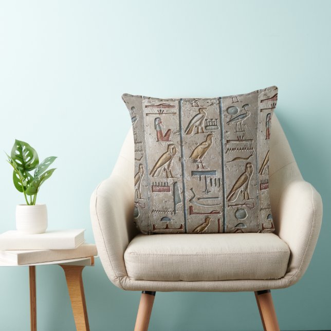 Hieroglyph Ancient Egypt Language Engraved Text    Throw Pillow (Chair)