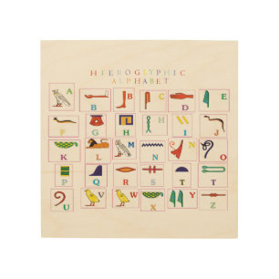 Hieroglyphic Alphabet Wood Wall Art