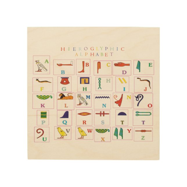 Hieroglyphic Alphabet  Wood Wall Art (Front)