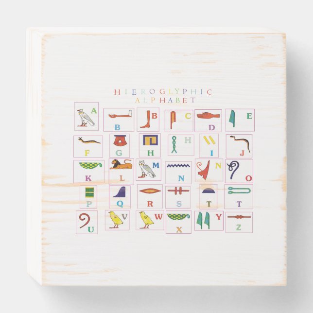 Hieroglyphic Alphabet  Wooden Box Sign (Front Horizontal)