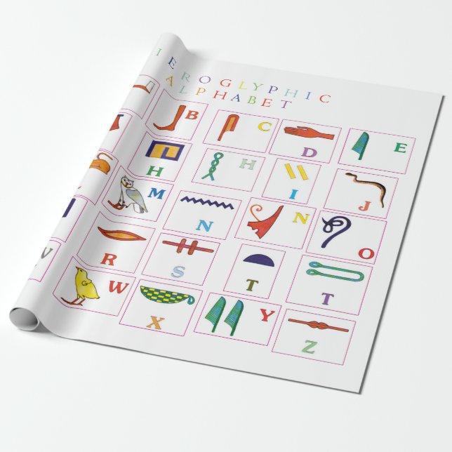 Hieroglyphic Alphabet Wrapping Paper (Unrolled)