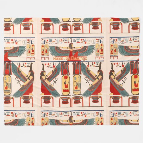 Hieroglyphic Blessings of Egyptian God Amon Ra Fleece Blanket