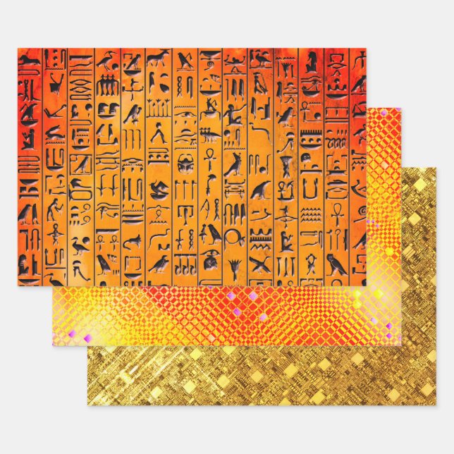 Hieroglyphics, Freesia and Arco Sampler Wrapping Paper Sheets (Set)