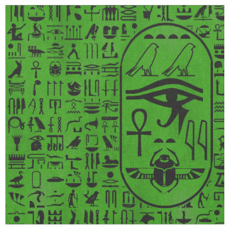 Hieroglyphics Green Fabric