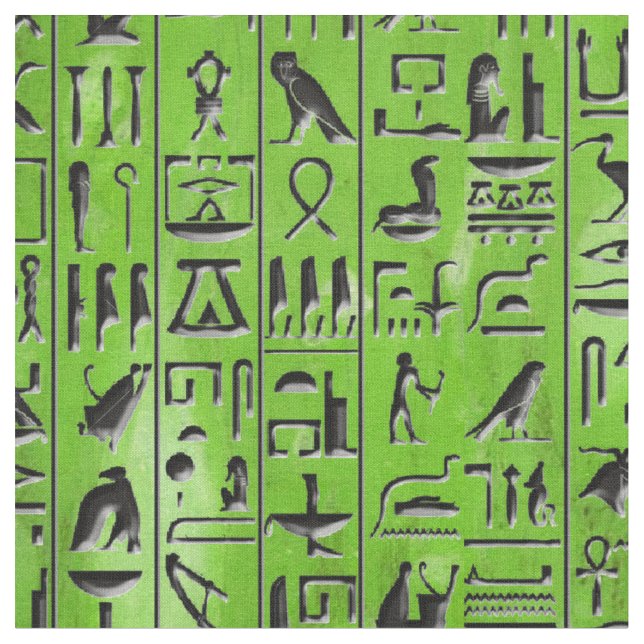 Hieroglyphics in Emerald Fabric (Close Up)