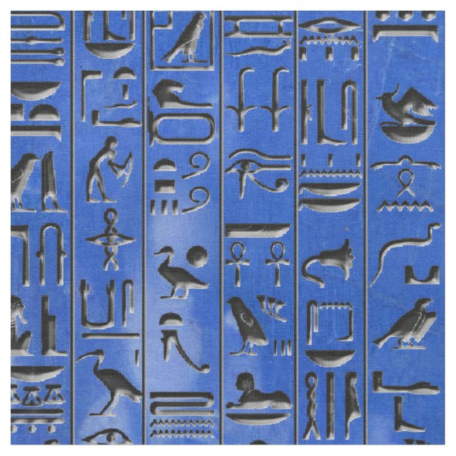 Hieroglyphics in Lapis Lazuli Fabric (Close Up)