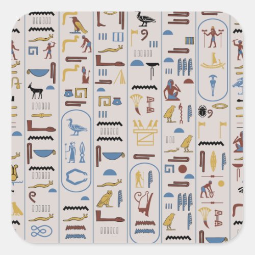 Hieroglyphs Ash Color Pharaoh Square Sticker