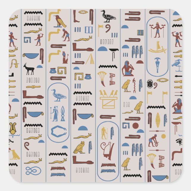 Hieroglyphs Ash Color Pharaoh Square Sticker (Front)