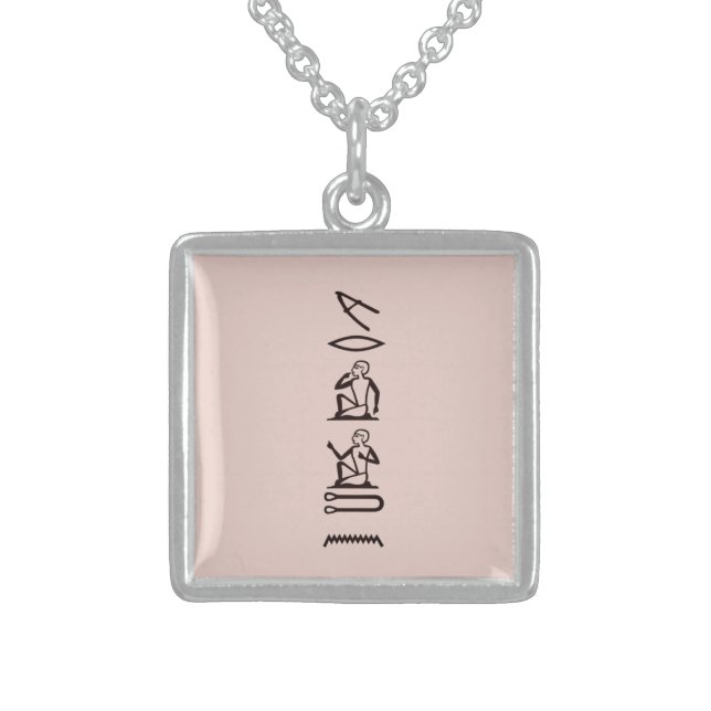 Hieroglyphs – Hyroglyphen – I Love you Sterling Silver Necklace (Front)