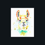 Hifi Llama - Portrait Canvas Print<br><div class="desc">Hifi Llama I by Jennifer Goldberger. Features the portrait of a llama in a vivid watercolor-like style.</div>