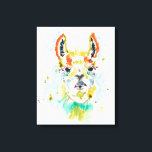Hifi Llama - Portrait Canvas Print<br><div class="desc">Hifi Llama I by Jennifer Goldberger. Features the portrait of a llama in a vivid watercolor-like style.</div>