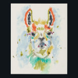 Hifi Llama - Portrait Faux Canvas Print<br><div class="desc">Hifi Llama I by Jennifer Goldberger. Features the portrait of a llama in a vivid watercolor-like style.</div>