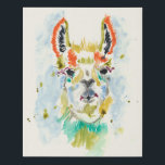 Hifi Llama - Portrait Faux Canvas Print<br><div class="desc">Hifi Llama I by Jennifer Goldberger. Features the portrait of a llama in a vivid watercolor-like style.</div>