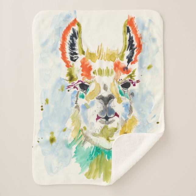 Hifi Llama - Portrait Sherpa Blanket (Front)
