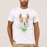 Hifi Llama - Portrait T-Shirt<br><div class="desc">Hifi Llama I by Jennifer Goldberger. Features the portrait of a llama in a vivid watercolor-like style.</div>