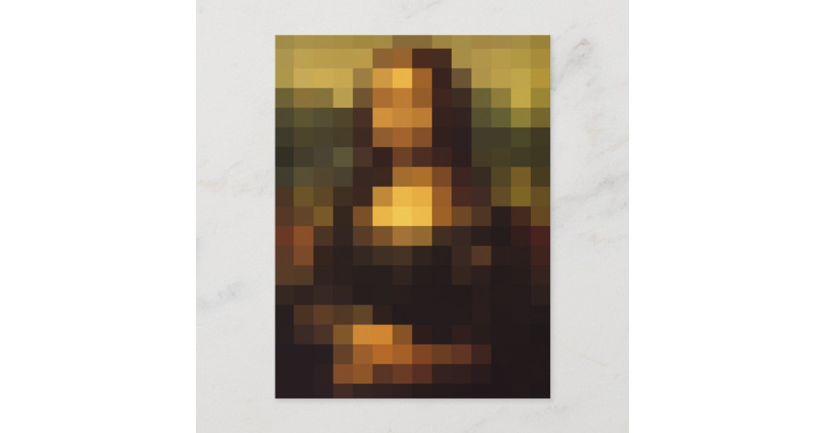 Hige Pixelated Mona Lisa Digital Art Postcard | Zazzle