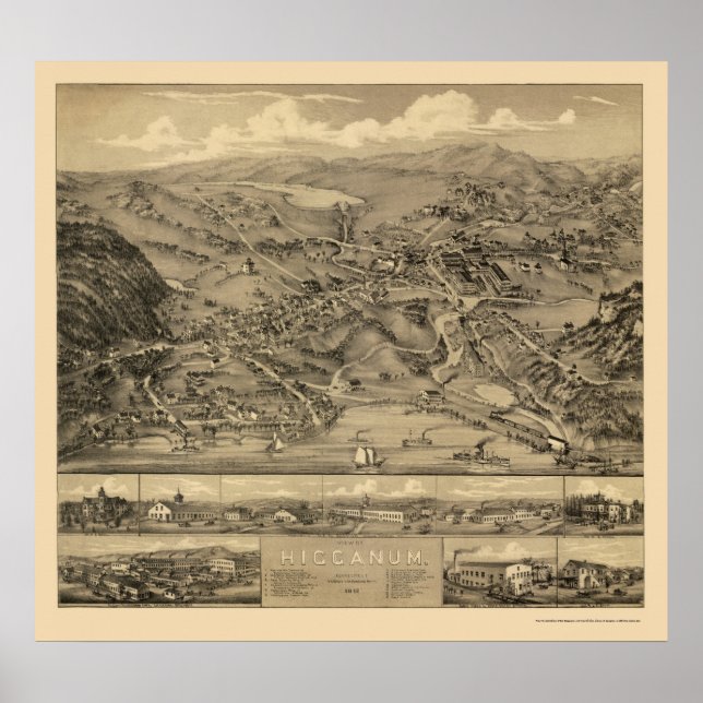 Higganum, CT Panoramic Map - 1881 Poster (Front)