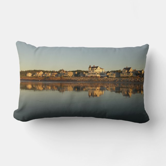 Higgins Beach Bayview Early Morning Reflection Lumbar Pillow (Front)