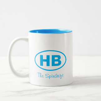 Higgins Beach Blue Two Letter Oval Cottage Name Two-Tone Coffee Mug