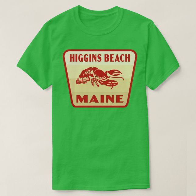 Higgins Beach Maine Retro  Badge Tan T-Shirt (Design Front)