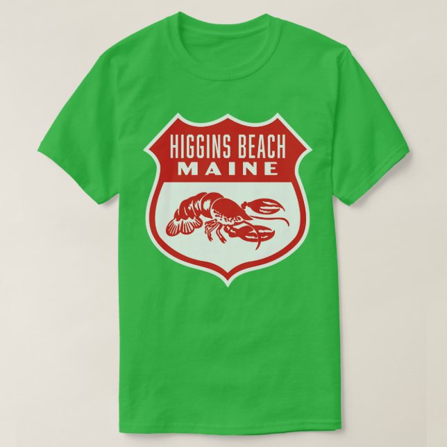 Higgins Beach Maine Retro  Shield Red T-Shirt (Design Front)