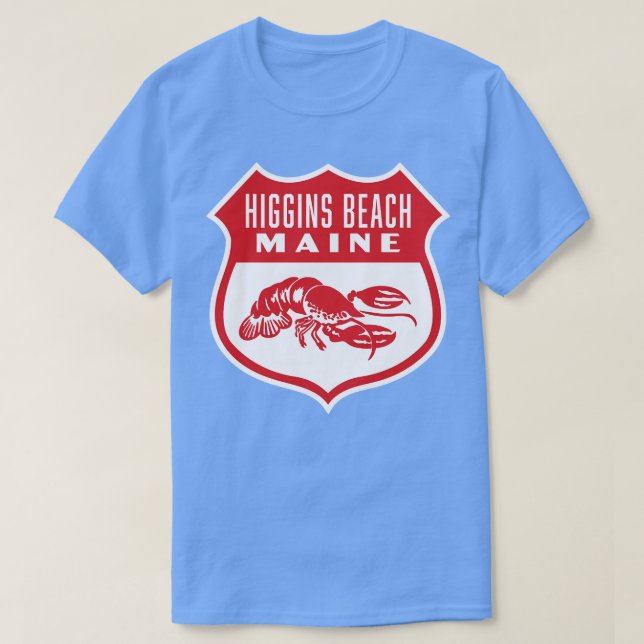 Higgins Beach Maine Retro  Shield Red T-Shirt (Design Front)