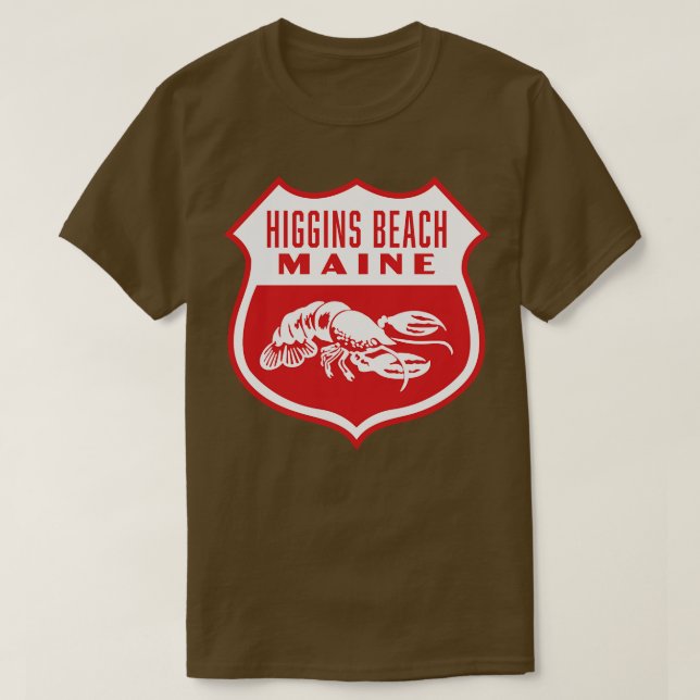 Higgins Beach Maine Retro  Shield White T-Shirt (Design Front)