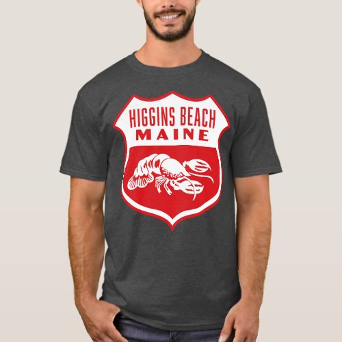 Higgins Beach Maine Retro  Shield White T_Shirt