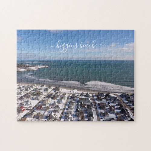 Higgins Beach Offseason Birdseye Winter Ocean Jigsaw Puzzle