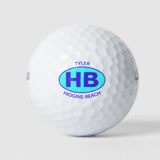 Higgins Beach Oval Blue Aqua Personalized Golf Balls