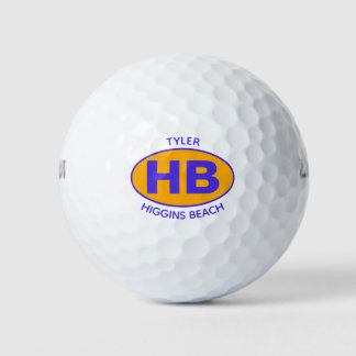 Higgins Beach Oval Blue Orange Personalized Golf Balls