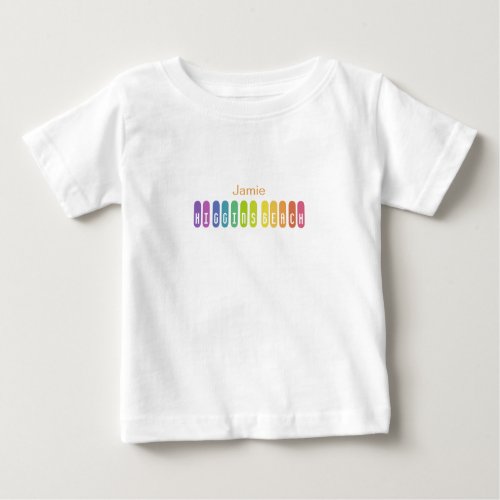 Higgins Beach  Rainbow Typography Personalized Baby T_Shirt