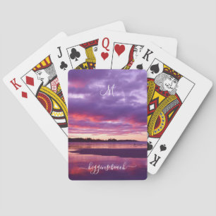 Higgins Beach Sunrise Monogram Name Low Tide Maine Poker Cards
