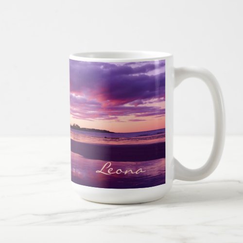 Higgins Beach Sunrise Panoramic Name Monogram Coffee Mug