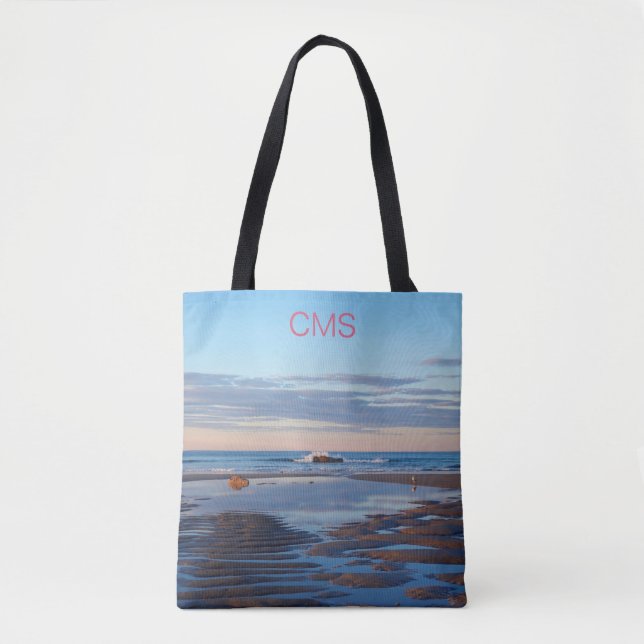 Higgins Beach Zen Ocean Sunrise Pink Name Tote Bag (Front)