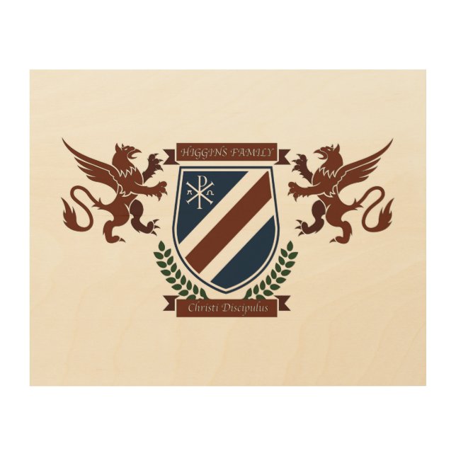 Higgins Family Crest Wall Plaque Wood Wall Art (Front)