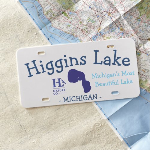 Higgins Lake map License Plate