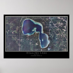 Higgins Lake Michigan Satellite Poster Map
