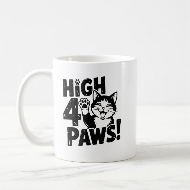 High 4 Paws Cat Coffee Mug (Left)