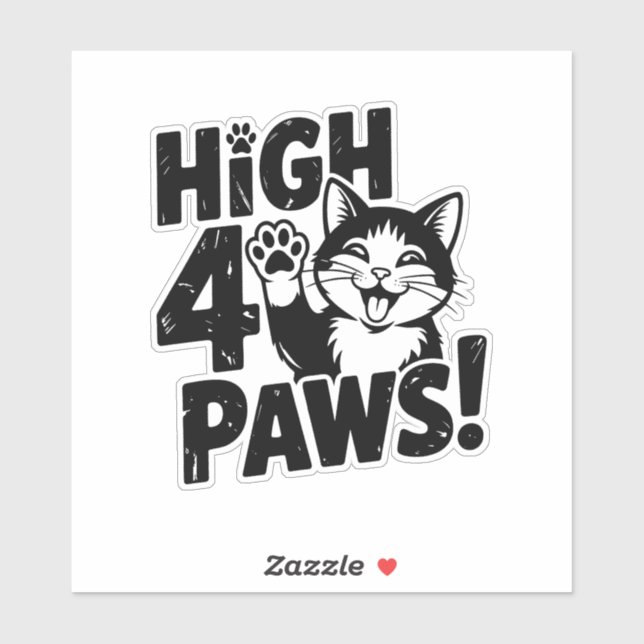 High 4 Paws Cat Sticker (Sheet)