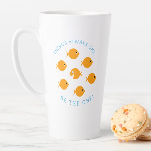 High Achiever Cute Cartoon Goldfish Teacher Saying Latte Mug (In Situ)
