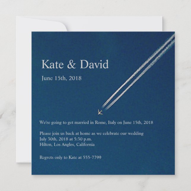 High Altitude Airplane Destination Wedding Custom Invitation (Front)