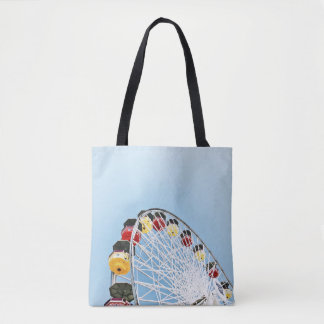 High angle photo of white Ferris wheel in the morn Tote Bag