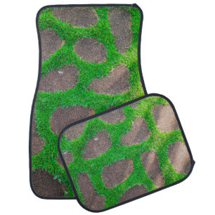 High angle photography of grass field car floor mat