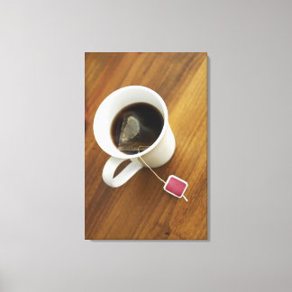 High angle view of a cup of tea canvas print