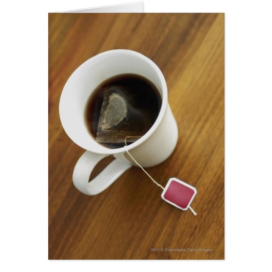 High angle view of a cup of tea cards (Front)