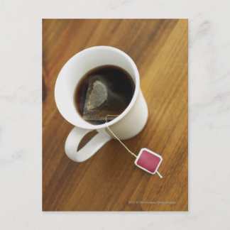 High angle view of a cup of tea postcard