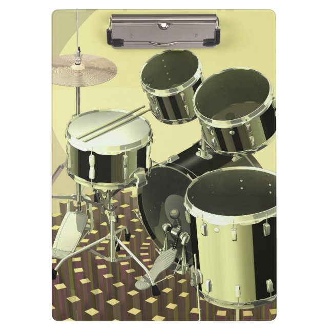 High angle view of a drum kit clipboard (Front)